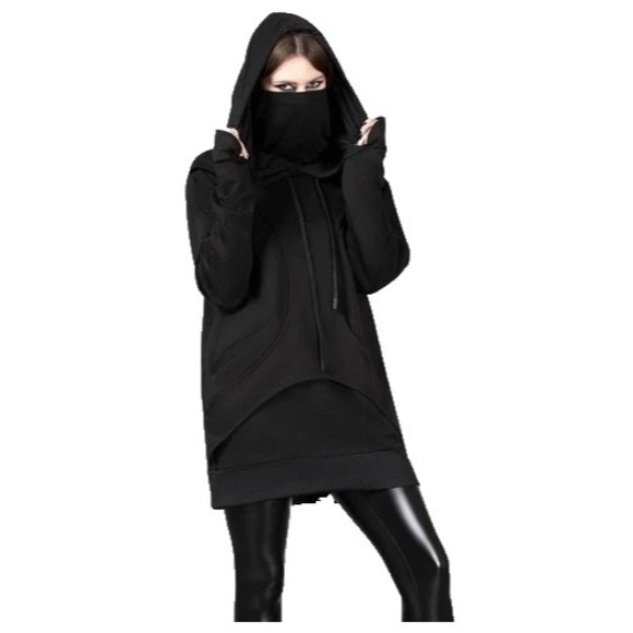 KILLSTAR Grannus Hoodie Sz XL Black Oversized Paneled Mask Goth Occult Edgy Punk - Picture 13 of 14